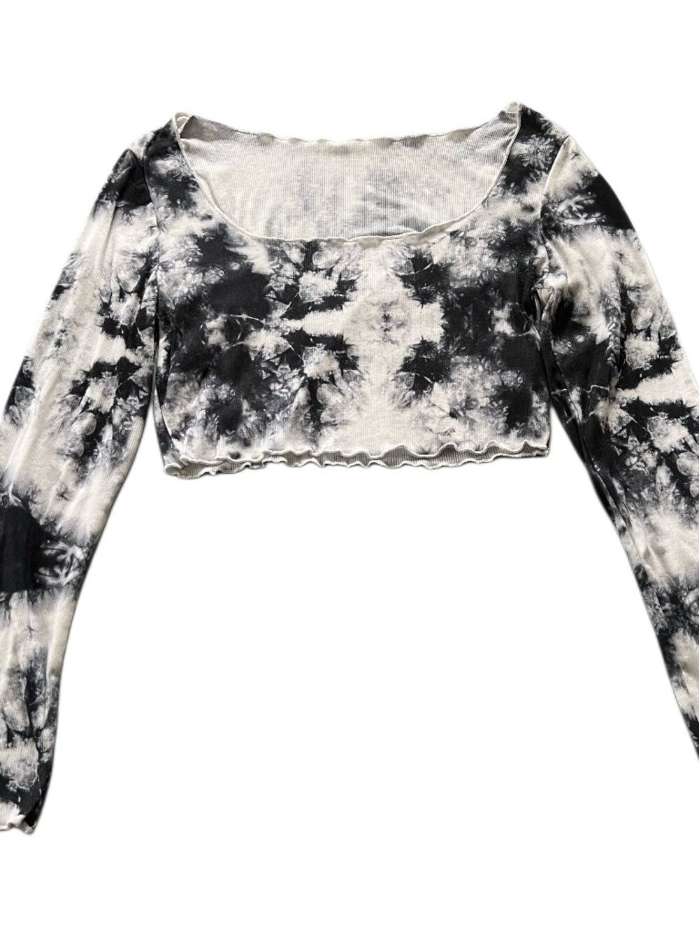 SHEIN Black and White Tie-Dye Cropped Fashion Top Women's Size Medium